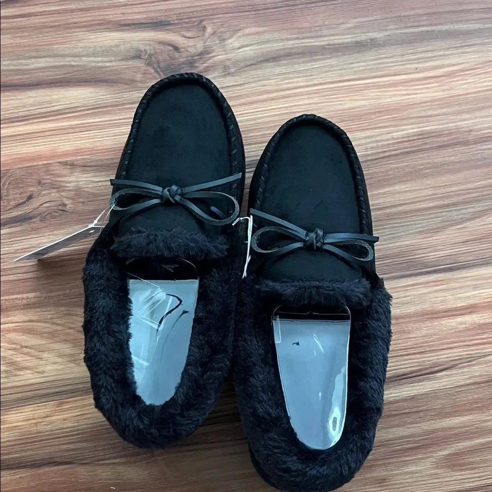 Sonoma Men's Black Fur-Lined Slip-Ons